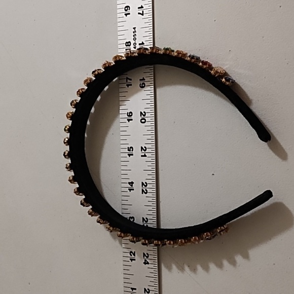 Headband Adorned with Sparky Colored Jewels Set in Gold On Black Velvet - Picture 5 of 8